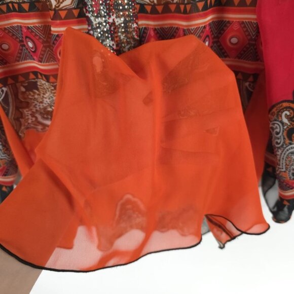 Joseph Ribkoff Bulgaria 🇧🇬 Made Semi Sheer Beaded Rhinestone V neck Top Size 4 - Picture 14 of 14